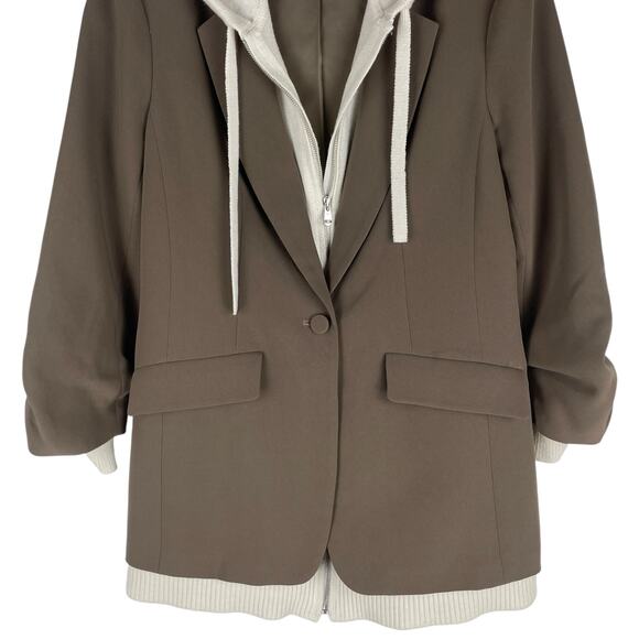 Cinq a Sept Khloe Knitted Sweater Blazer Jacket Hooded Brown Size 4 - Picture 5 of 13